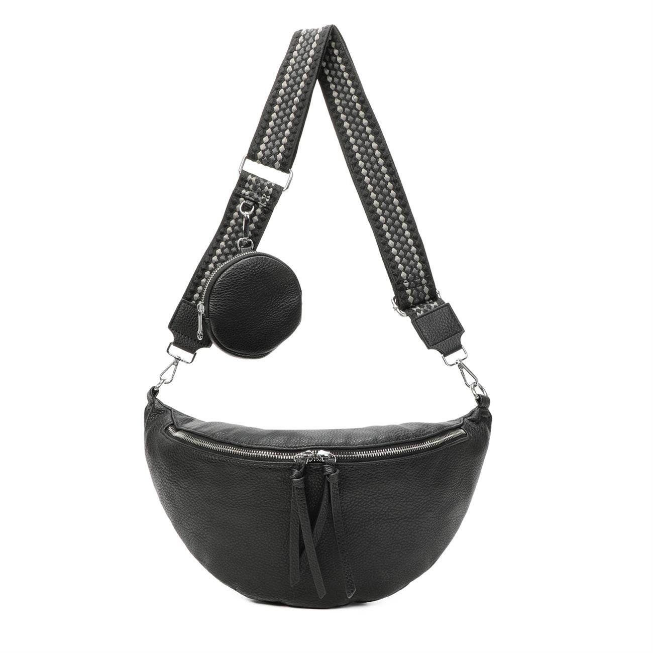 ITALYSHOP24 Schultertasche Damen Brusttasche Umhängetasche CrossBody Lederoptik Bag + Muster Gurt, Messenger Hüfttasche Bodybag Gürteltasche Bauchtasche / leicht Gewicht