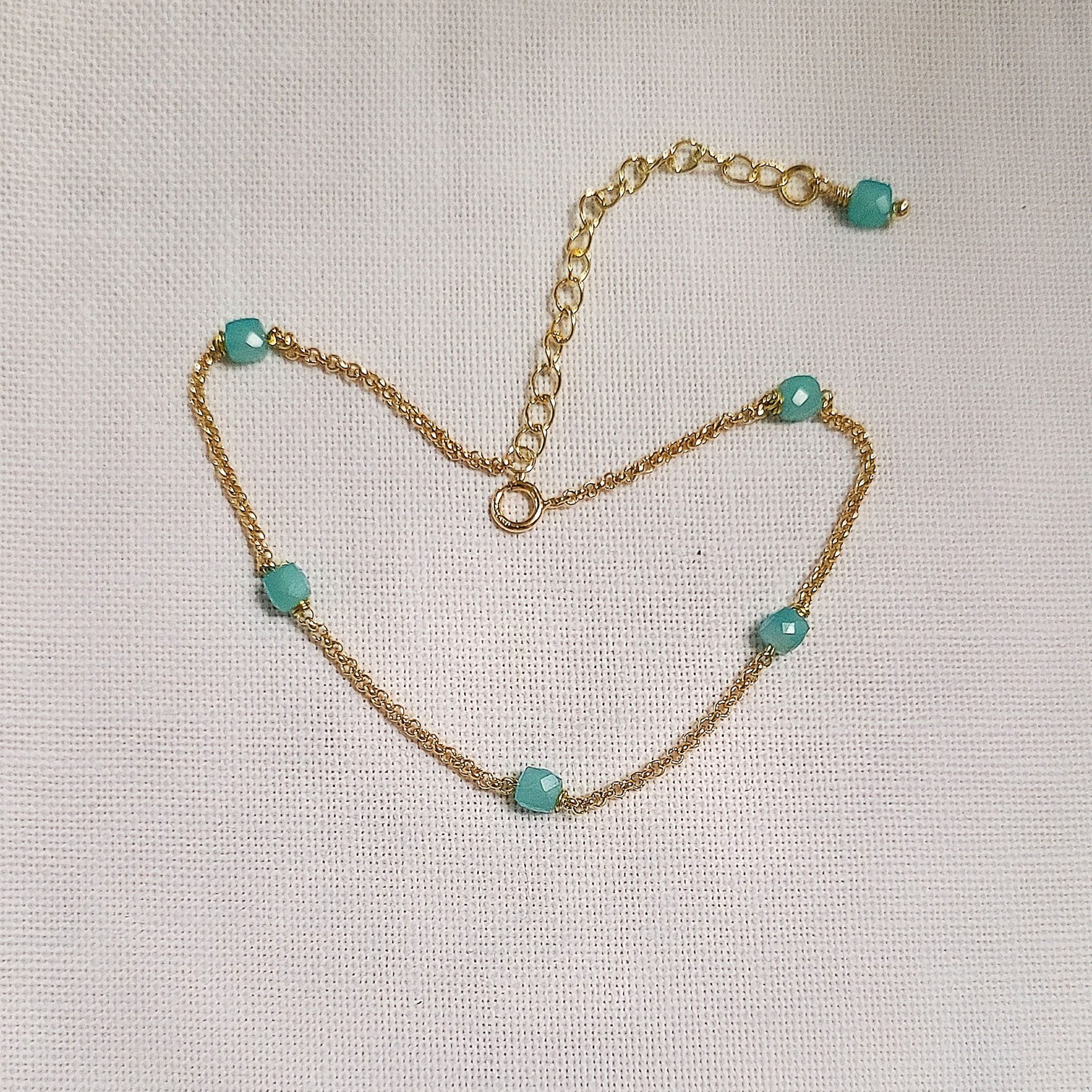 GOLDEN Armband 14 K Gold Armband mit echten Natursteine, zierliche filigrane Armkette