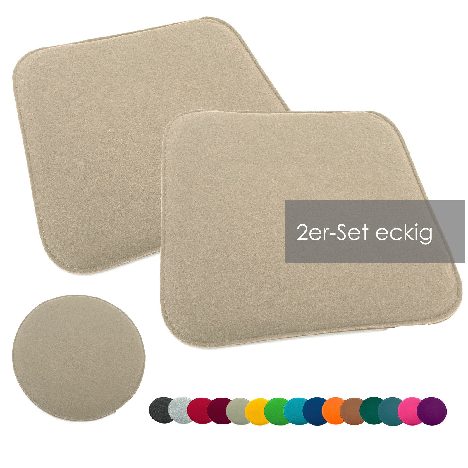 heimtexland Sitzkissen Filz Sitzauflage, Sand/beige, Gr. Eckig