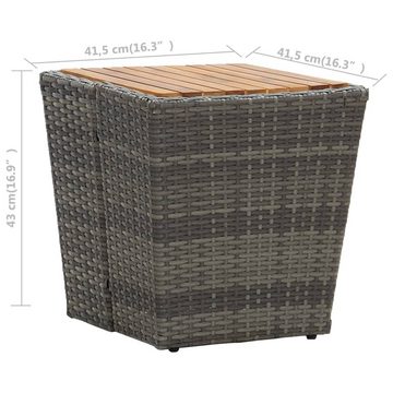 furnicato Gartentisch Beistelltisch Grau 41,5x41,5x43 cm Poly Rattan & Massivholz