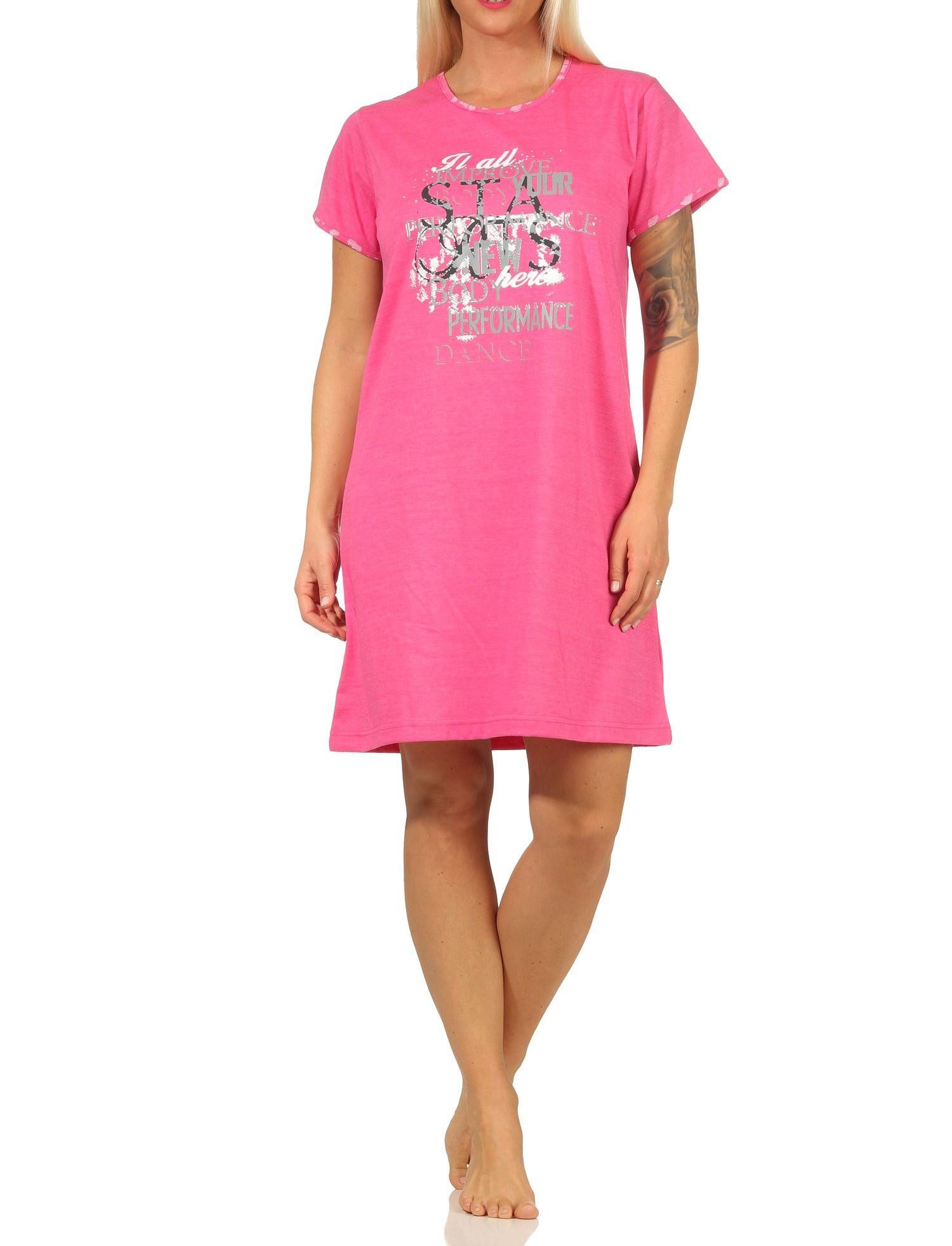 RELAX by Normann Nachthemd Damen kurzarm Nachthemd mit tollem Motiv - 67140