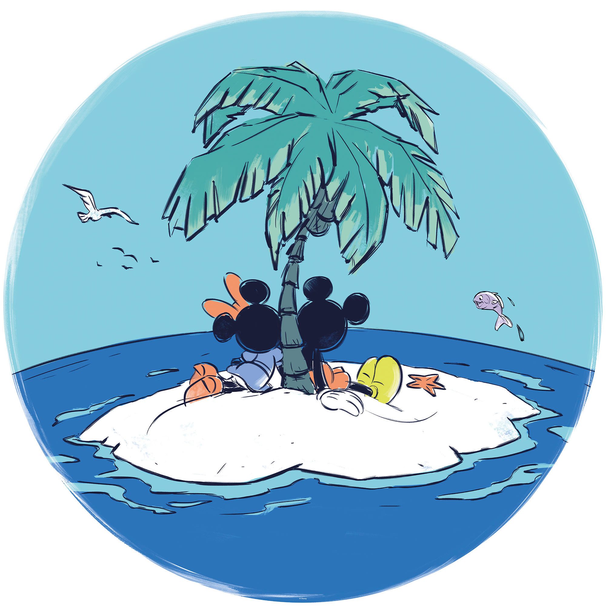Komar Fototapete Mickey and Minnie Beach Vacation, glatt, bedruckt, Comic, (1 St)