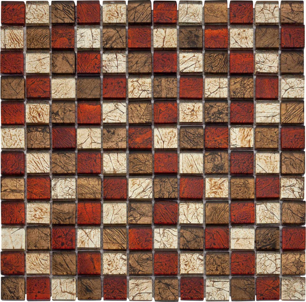 KNG Mosaikfliesen Mosaikfliese Glas Mini 30 x 30 cm rot-braun, Glas, Mehrfarbig