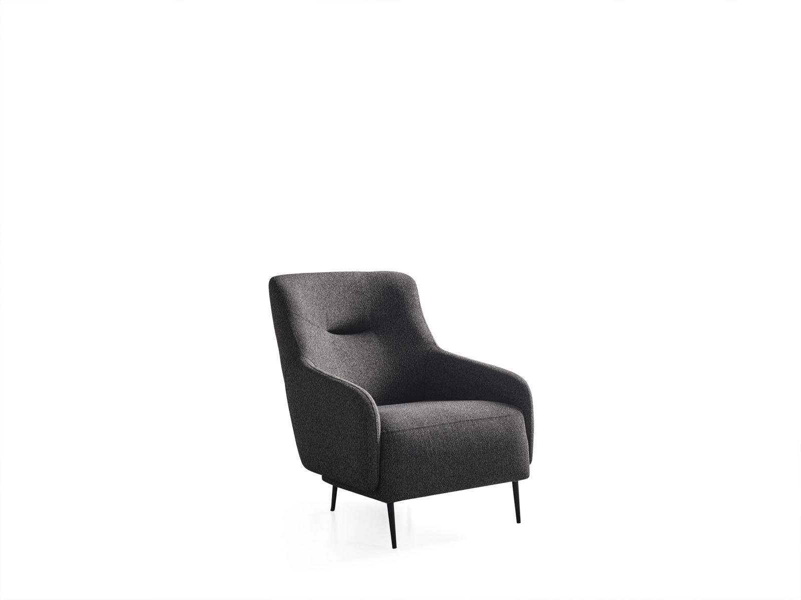 JVmoebel Sessel Wohnzimmer Sessel Modern Polster Design Textil grau Luxus Lounge Club