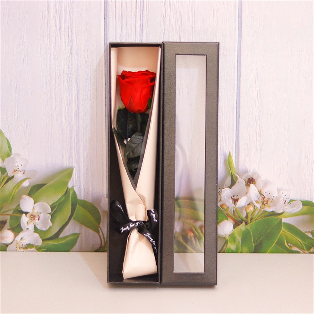 Kunstblume Ewige Rose Konservierte Echte Rose in Geschenkbox Geschenk Für Frauen, MOPUEA, Echte Rose langlebig pflegefrei dekorativ verpackt – Bild 5 von 5