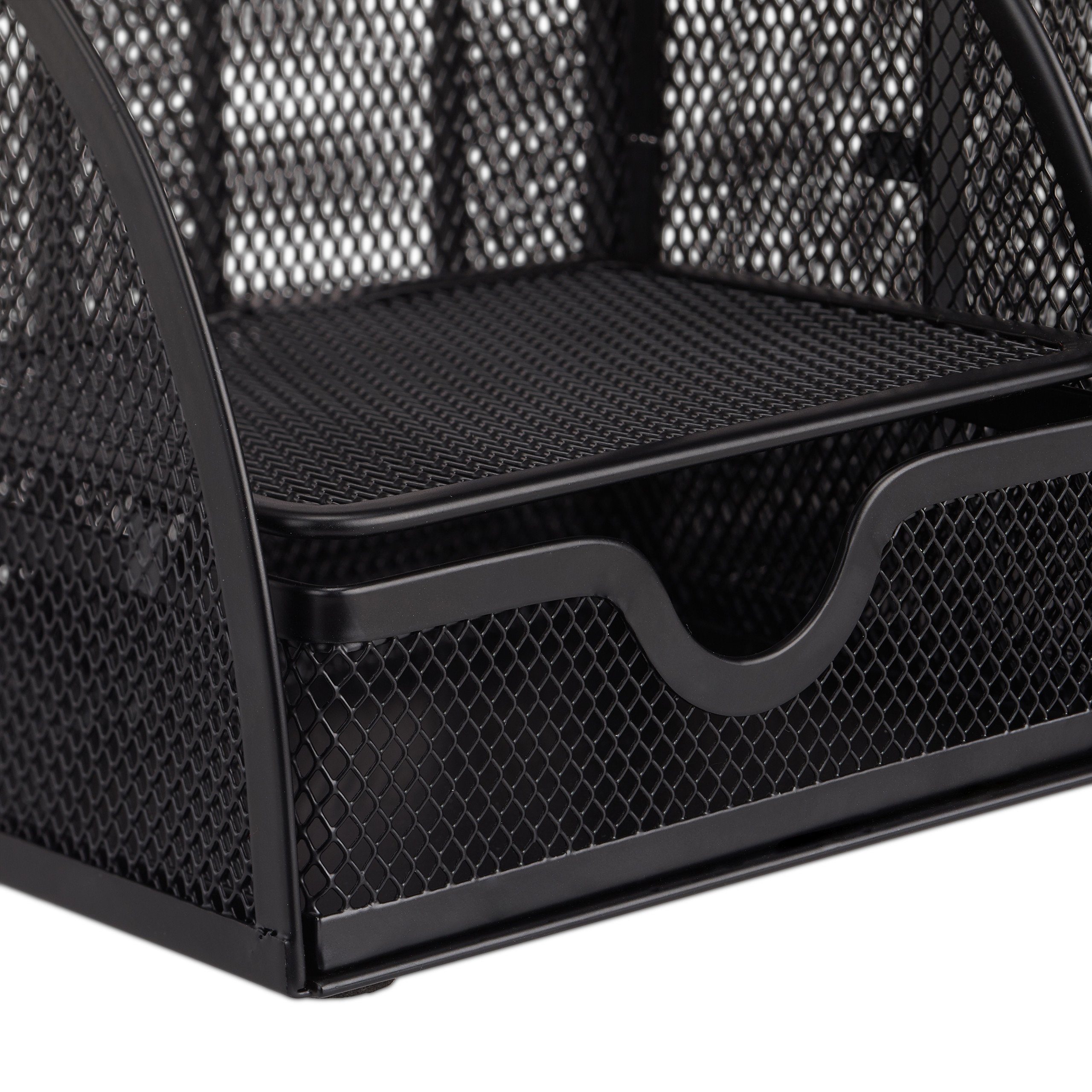 relaxdays Organizer Schreibtischorganizer 6 Ablagen Metall (1 St), schwarz – Bild 5 von 5