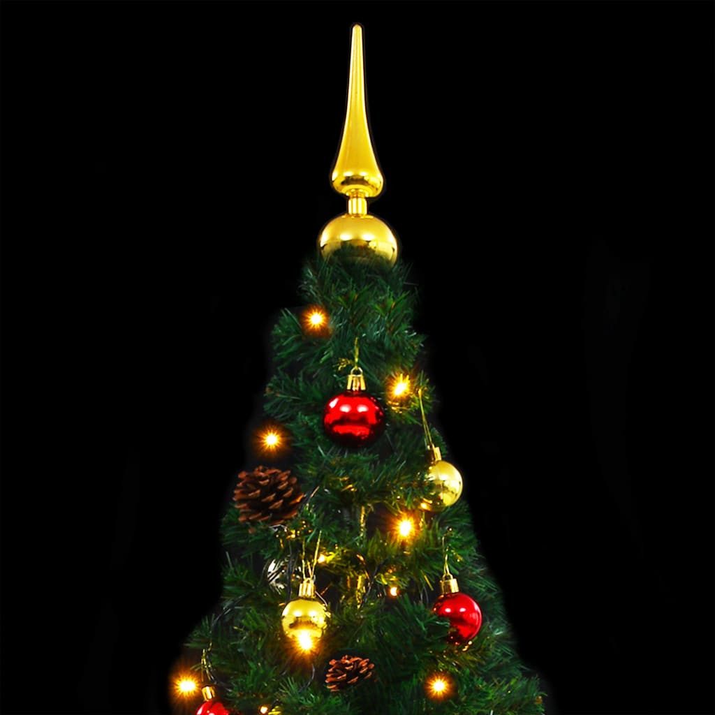 vidaXL Künstlicher Weihnachtsbaum 210 x 110 cm Künstlicher Weihnachtsbaum mit Kugeln und LEDs Grün 210 c