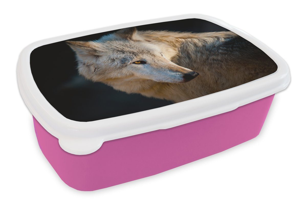 MuchoWow Lunchbox Leichter Polarwolf, Kunststoff, (2-tlg), Brotbox für Erwachsene, Brotdose Kinder, Snackbox, Mädchen, Kunststoff rosa | Lunchboxen
