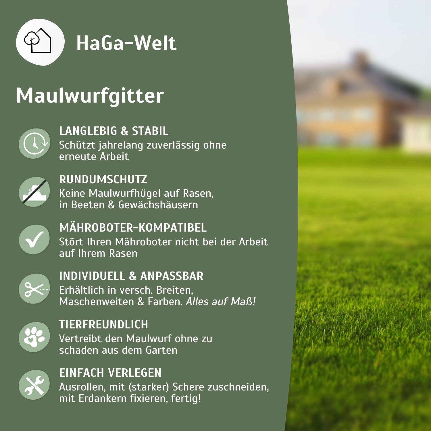 HaGa Maulwurfgitter HaGa Premium Maulwurfsperre 1,5 m Br. Meterware tierfreundliche, Maulwurfschutzgitter, UV-beständig, Maulwurfbekämpfung, Rasenschutz – Bild 4 von 5