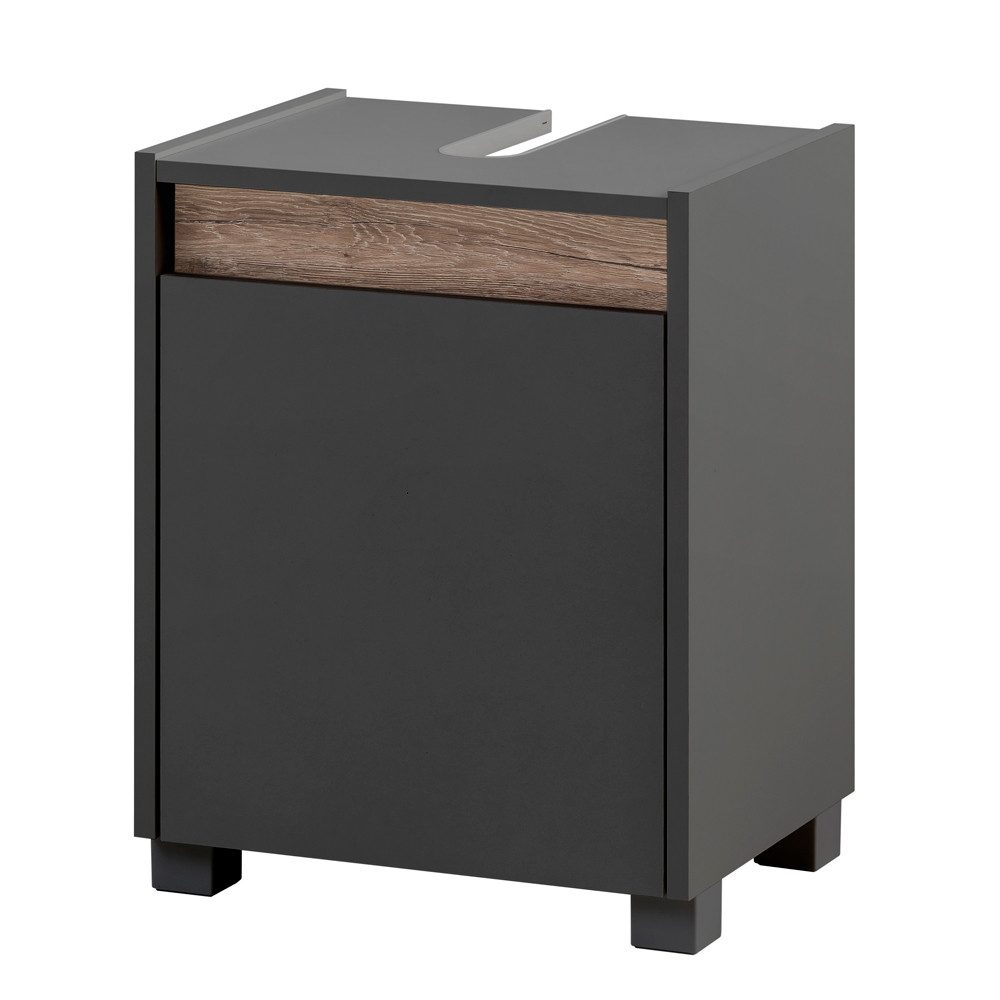 Lomadox Waschbeckenschrank Corato Anthrazit mit Absetzung in Wildeiche Nb. 41,8/54,6/33 cm