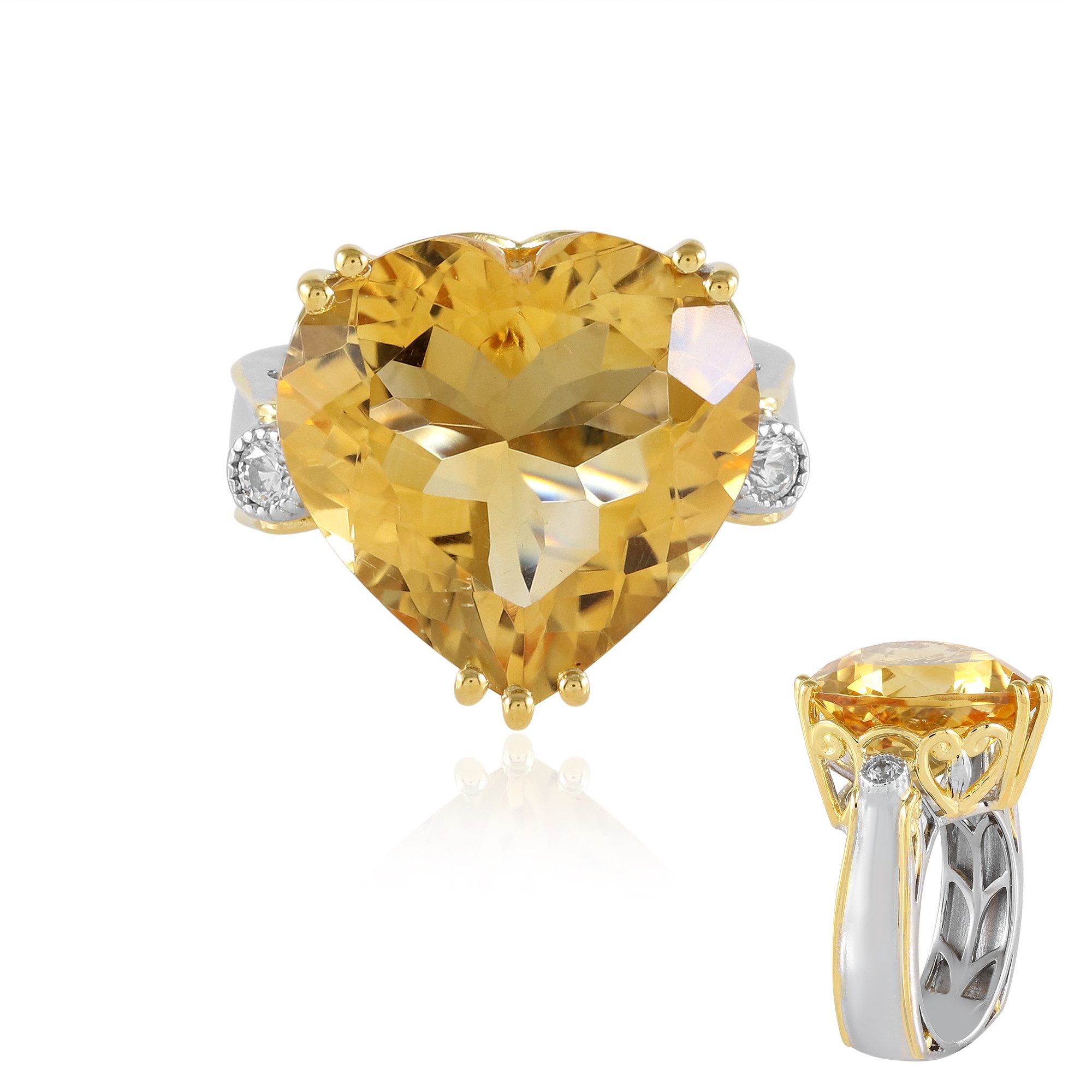 Cavill Silberring Citrin mit Herzschliff Sterling Silber Ring (1-tlg)