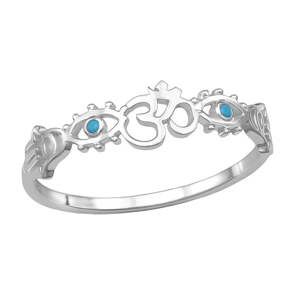 Order & Smile Schmuck Silberring Silber Ring mit Om, Evil Eye und Hamsa Hand