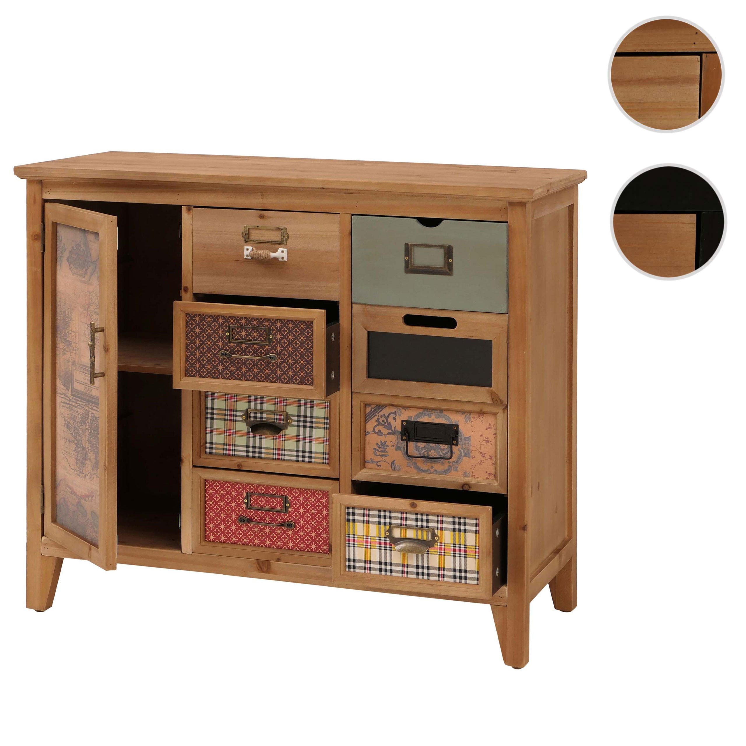 MCW Apothekerschrank MCW-O63-MU Schubladenfronten im Mix aus Mustern und Farben, mit Etikettenhaltern