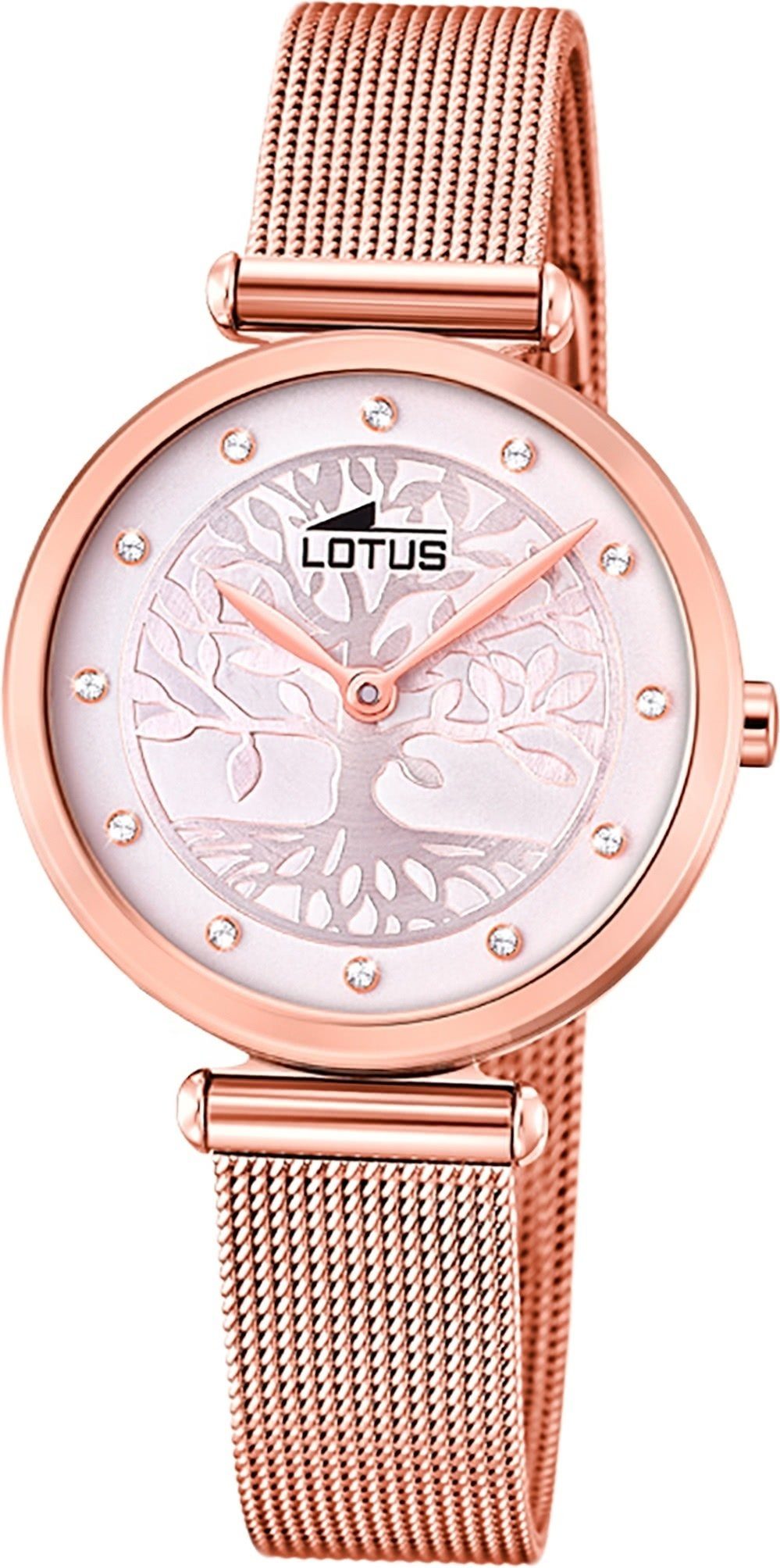 Lotus Quarzuhr LOTUS Edelstahl Damen Uhr 18710/2, Damenuhr mit Edelstahlarmband, rundes Gehäuse, klein (ca. 29mm), Fashi