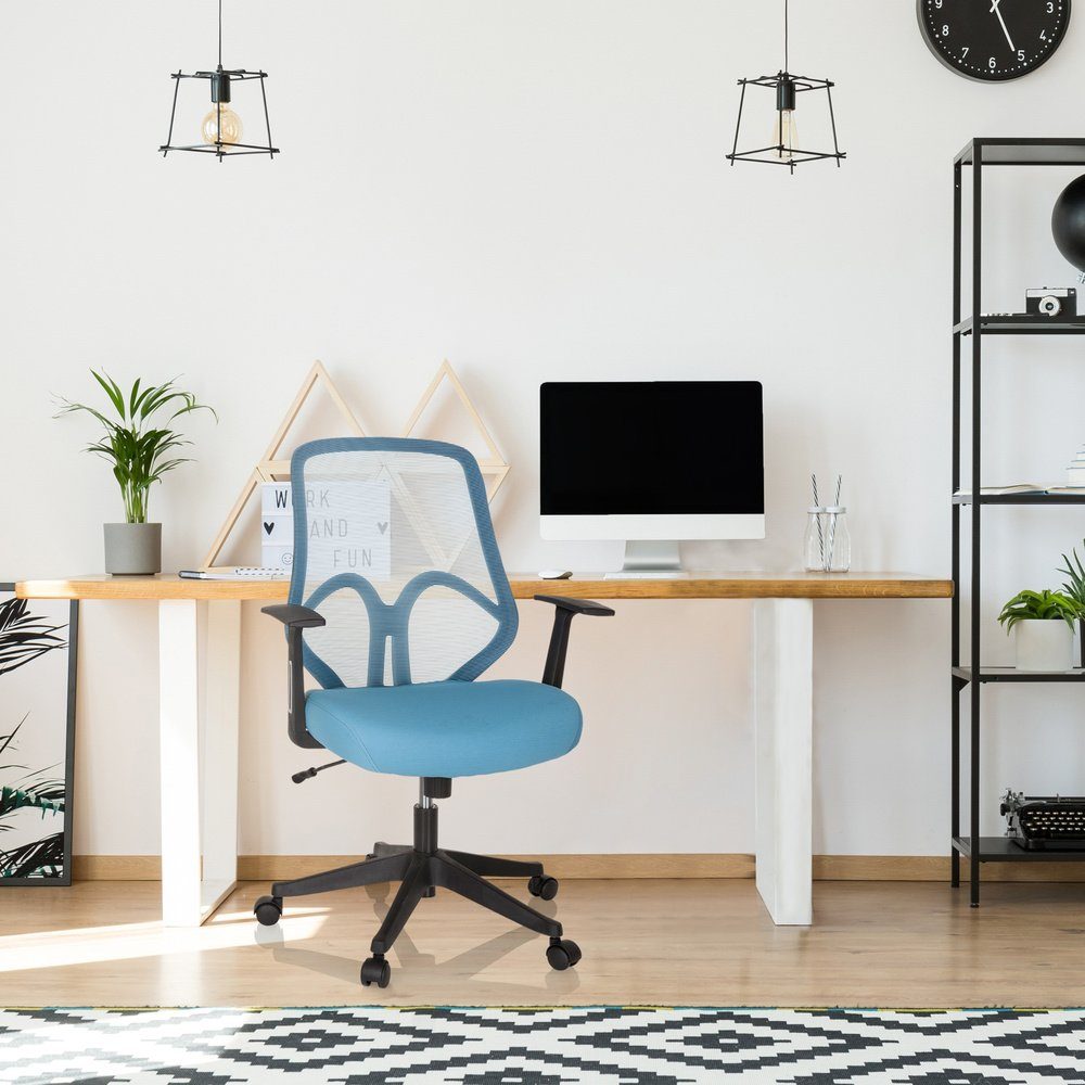 Office St), Schwarz/Blau Bürostuhl Home Schreibtischstuhl (1 AMIKO OFFICE Drehstuhl Stoff/Netzstoff ergonomisch hjh