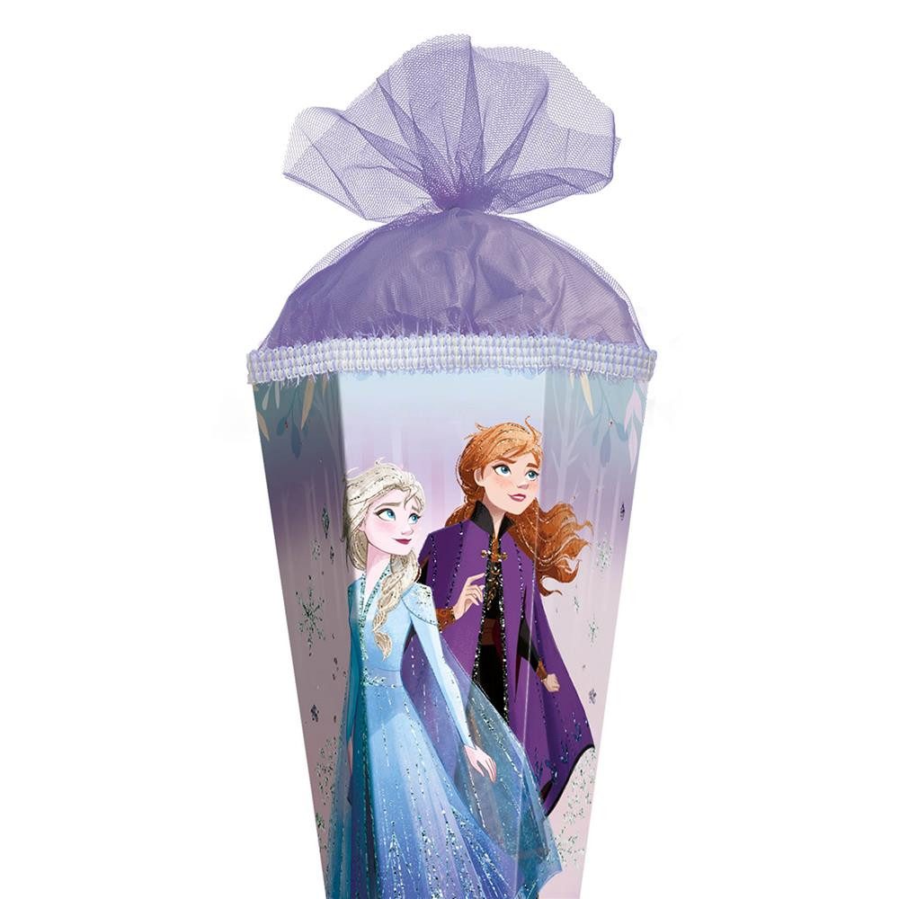 Roth Schultüte Disney Frozen, 85 cm mit Glitter, eckig, Tüllverschluss, Roth-Spitze, Glitzerborte – Bild 2 von 5