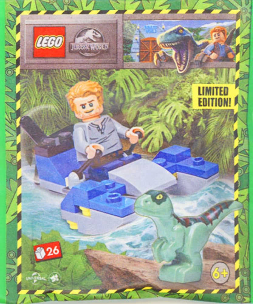 Blue Ocean Sammelkarte Blue Ocean LEGO Jurassic World Sammelfigur Owen mit Sumpfraser & Dino