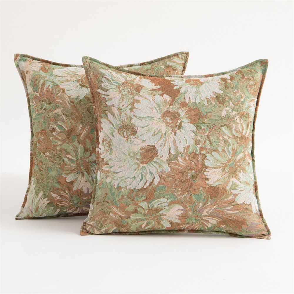 Kissenbezug Ölgemälde Stil Blume Kissenbezug, Wohnzimmer Kissen Sofa Kissenhülle, Rouemi, 45×45cm Grün