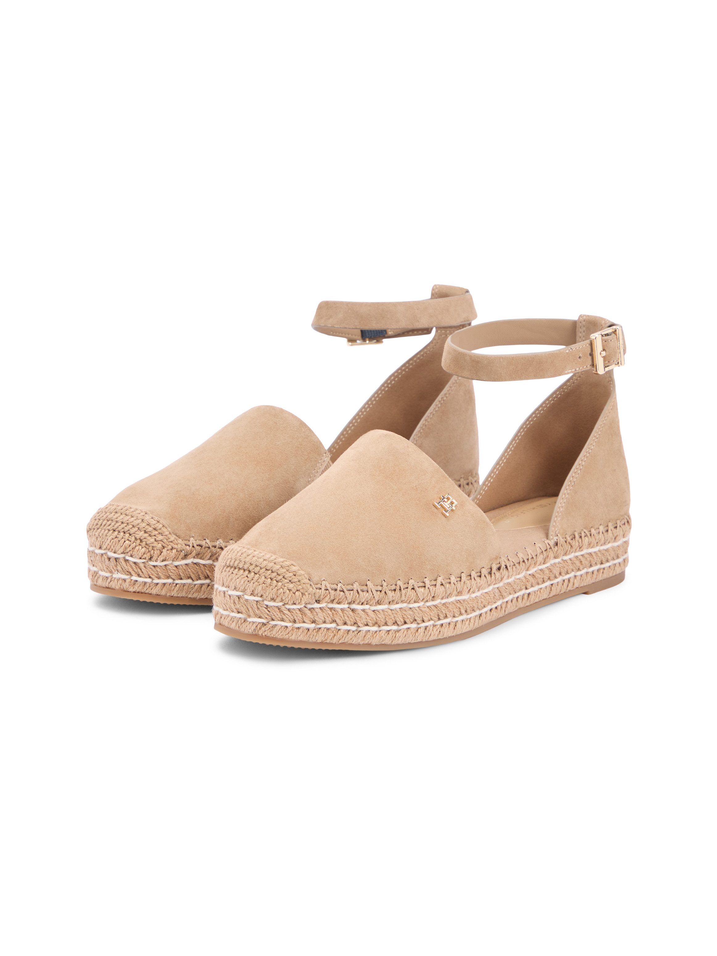 Tommy Hilfiger TH PLATFORM ESPAD SUEDE STRAP Riemchenballerina Sommerschuh, Plateausandalette mit verstellbarem Fersenriemchen