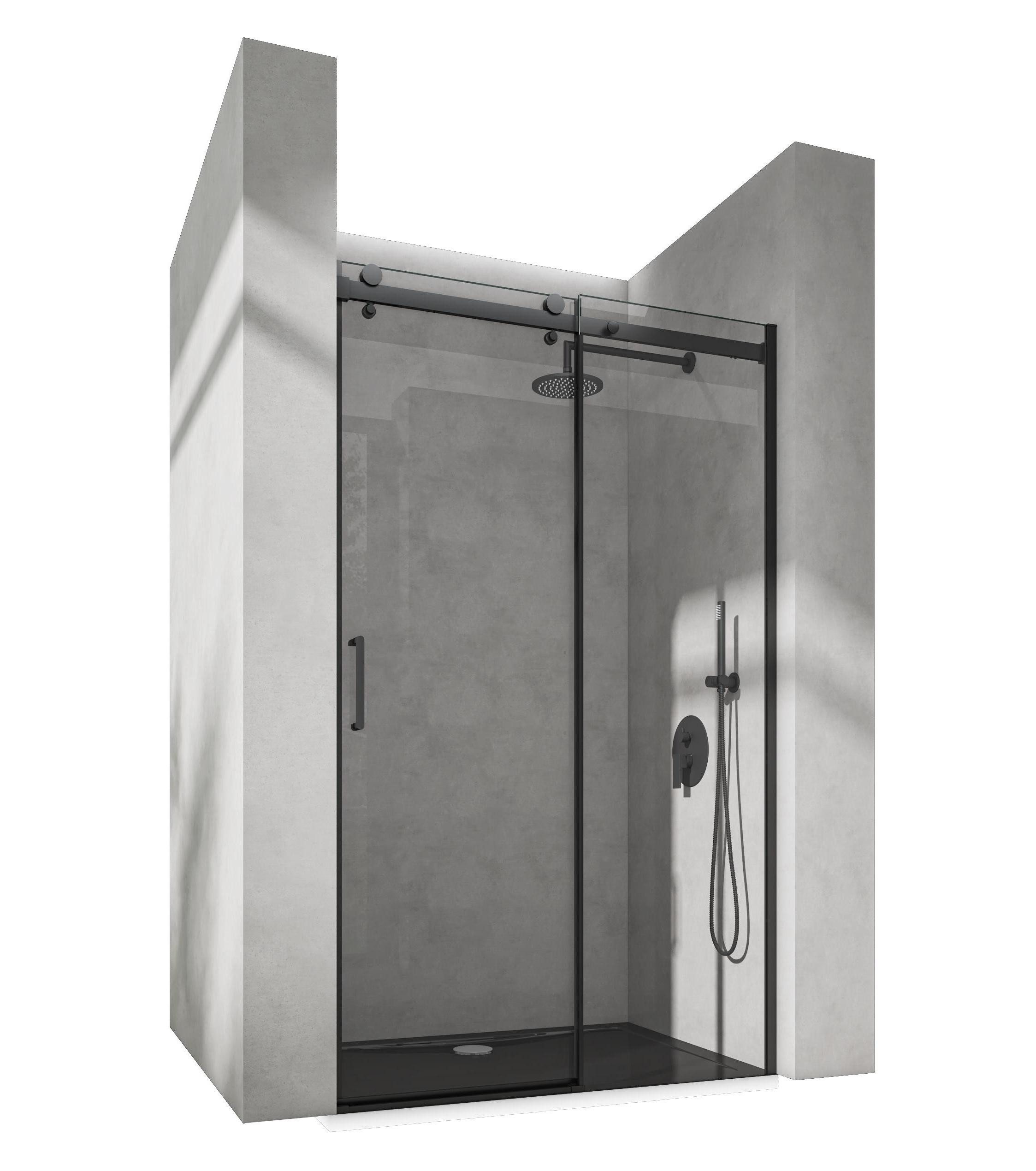 doporro Dusch-Schiebetür Duschtür Nischentür dusche Duschabtrennung Duschkabine Teramo19K, 100x195 cm, Einscheibensicherheitsglas, mit Schiebetür, mit Doppelrollen