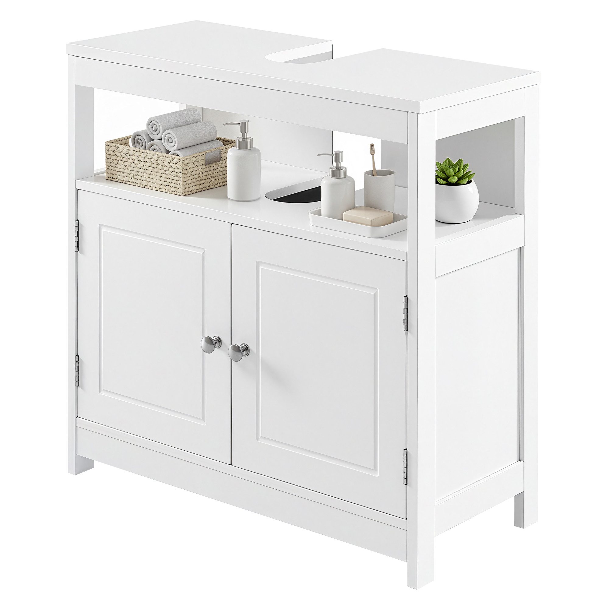 VASAGLE Waschbeckenunterschrank Badezimmerschrank mit 2 Türen 60 x 30 x 60 cm, skandinavischer Stil, Aufbewahrungsschrank – Bild 2 von 5