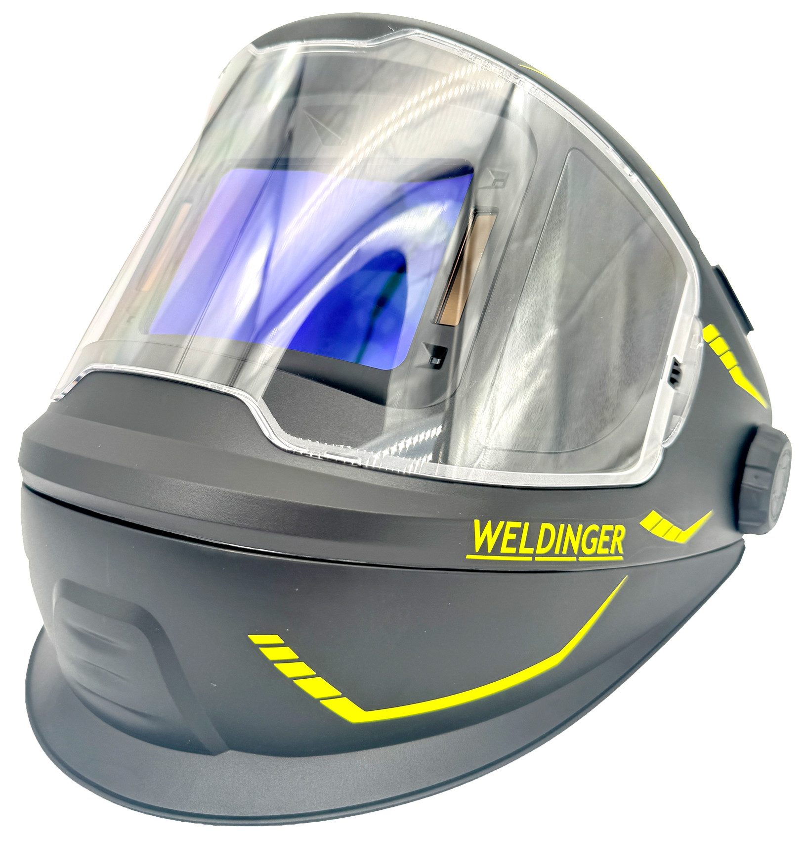 WELDINGER Schweißhelm WELDINGER Automatik-Schweißhelm AH 850 flip up digital Klappvisier (1-tlg), digitales Bedienfeld auf der Innenseite, verdunkelt sich automatisch