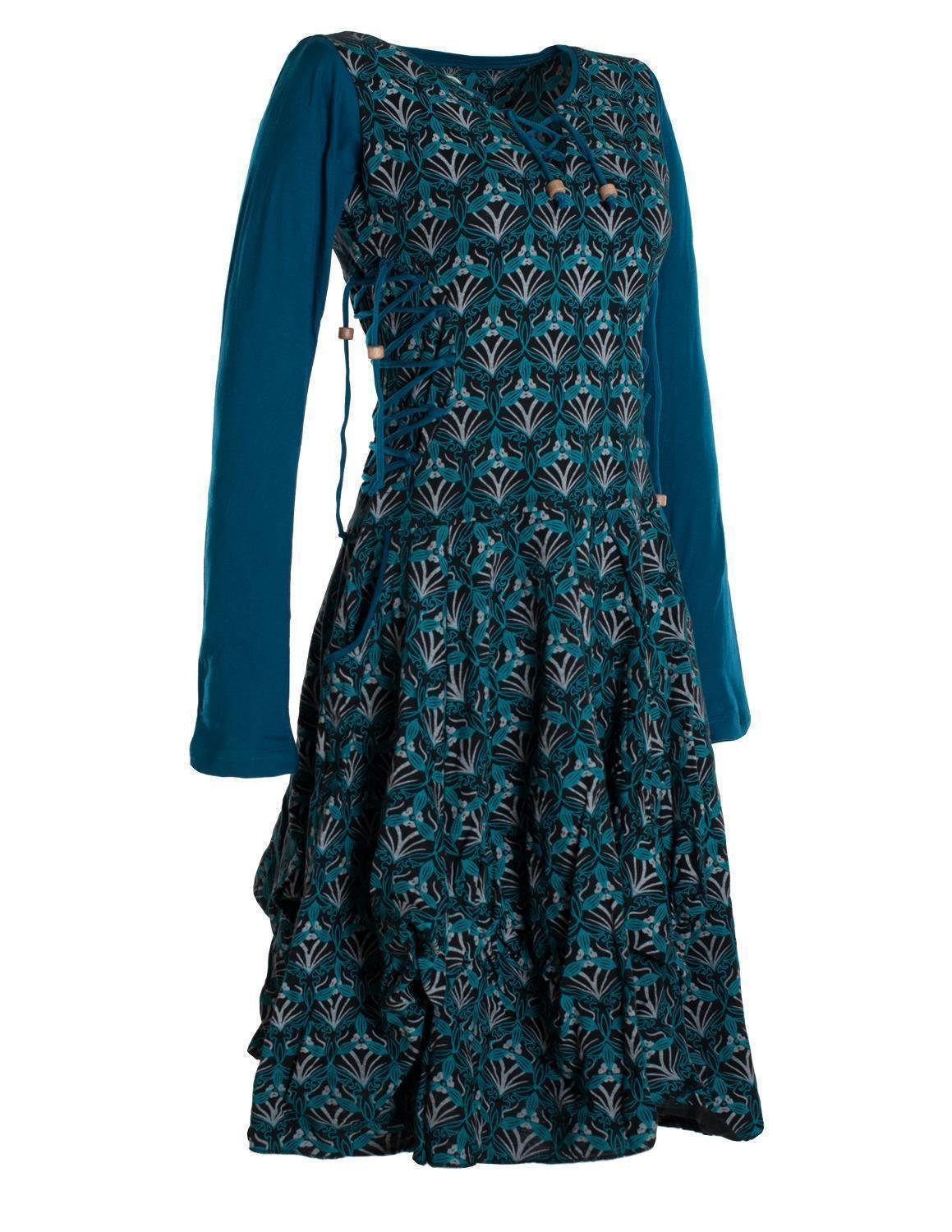 Vishes Jerseykleid Jersey-Kleid Blumenkleid Schnürung V-Ausschnitt günstig online kaufen