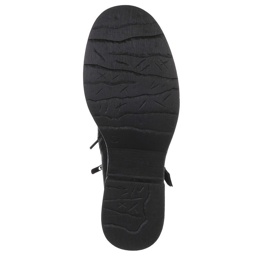 Ital-Design Damen Boots mit Schnürung und Reißverschluss für Alltag Stiefelette (90542934) Blockabsatz Schnürstiefeletten in Schwarz