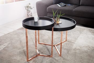 riess-ambiente Couchtisch MODULAR 60cm schwarz / kupfer, Wohnzimmer · Holzwerkstoff · Metall · rund · inkl. Tablett · Modern