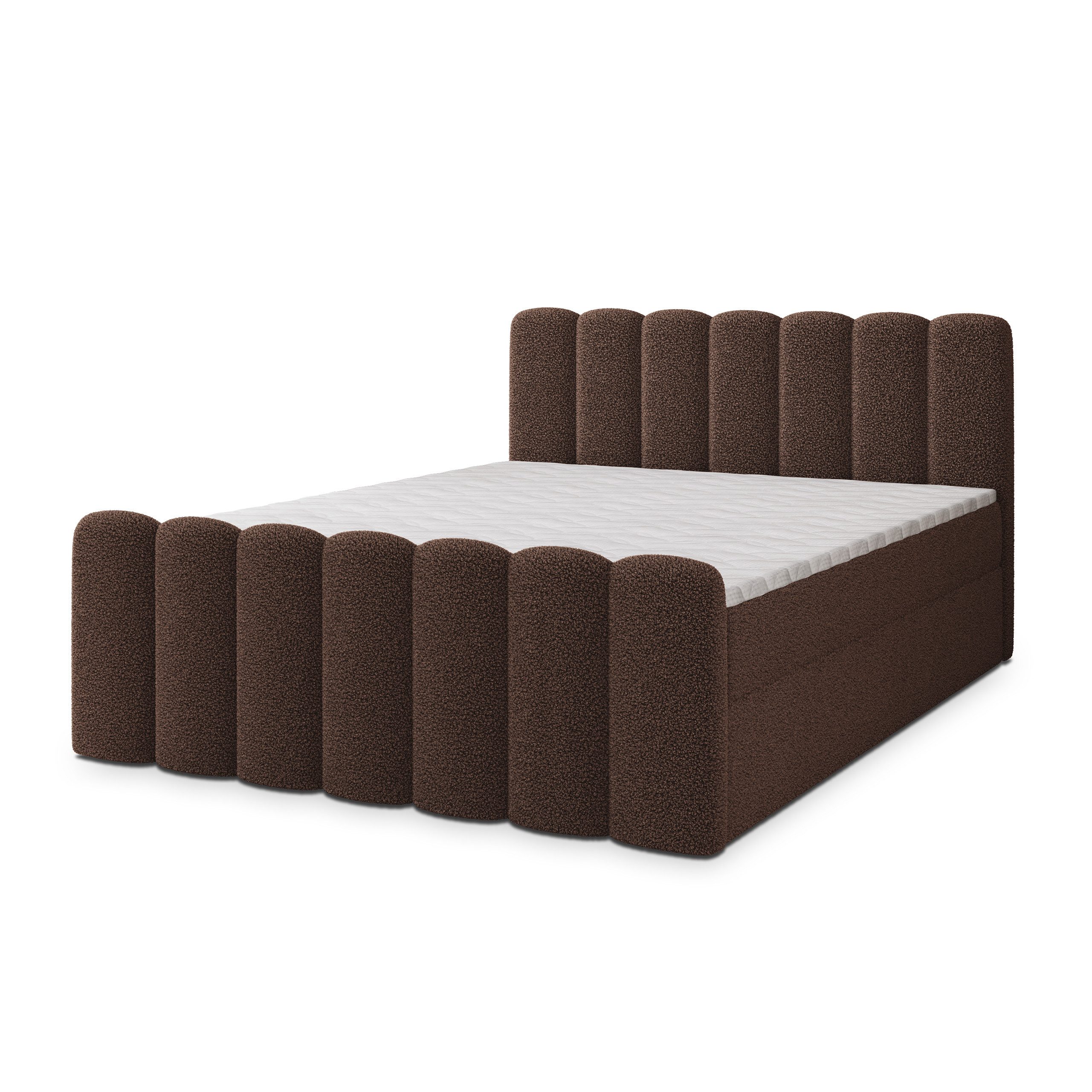 Masseno Boxbett CELLA 140x200 cm mit Bonell Matratze und Topper, Doppelbett, Polsterbett mit Kopfteil, Boxspringbett