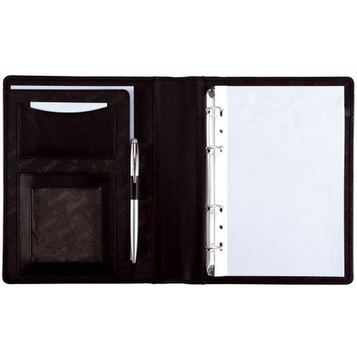 Alassio® Schreibmappe Ringbuchmappe Benaco A5 Lederimitat schwarz