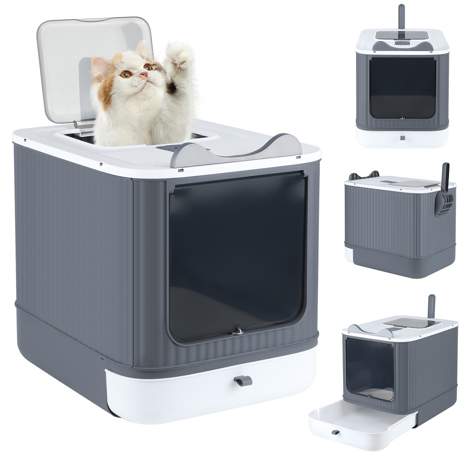 JEOBEST Katzentoilette Katzenklo mit Deckel Schaufel Aktivkohlefilter günstig online kaufen