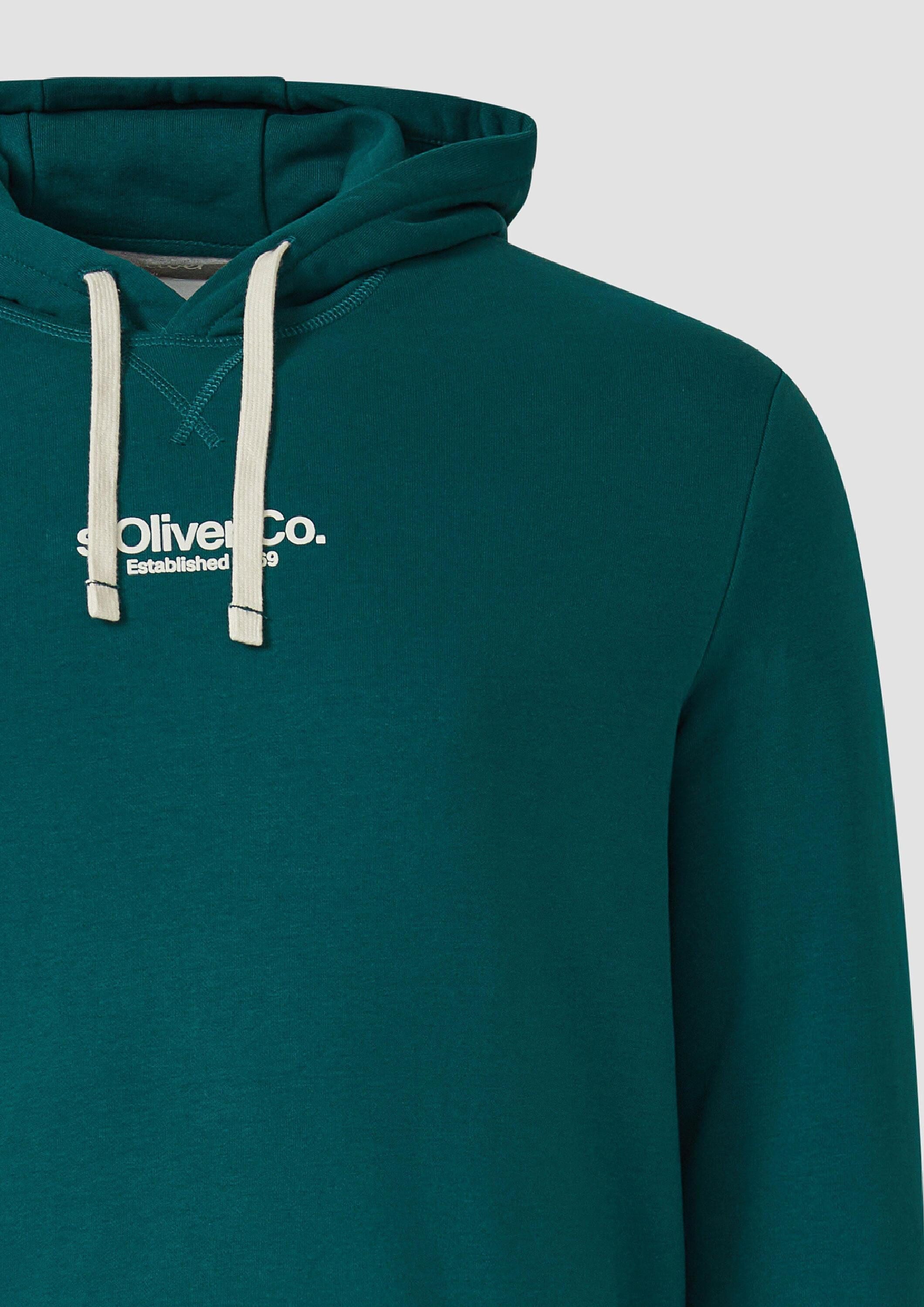 s.Oliver Sweatshirt Sweatshirt Kapuzenpullover aus Baumwollmix mit Logo-Print