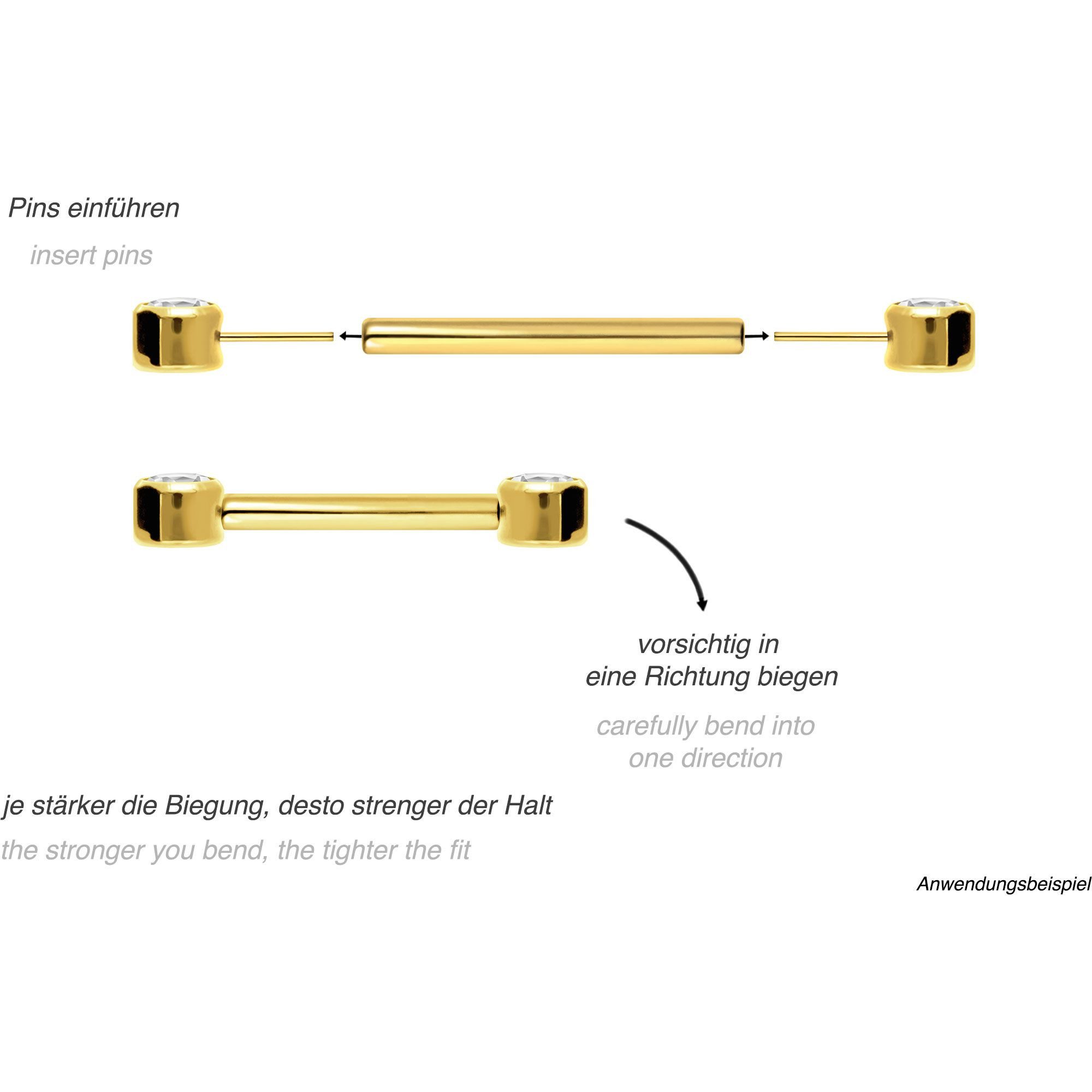 PIERCINGLINE Brustwarzenpiercing Titan Barbell mit Push Fit KRISTALL (Barbells, 1-tlg)