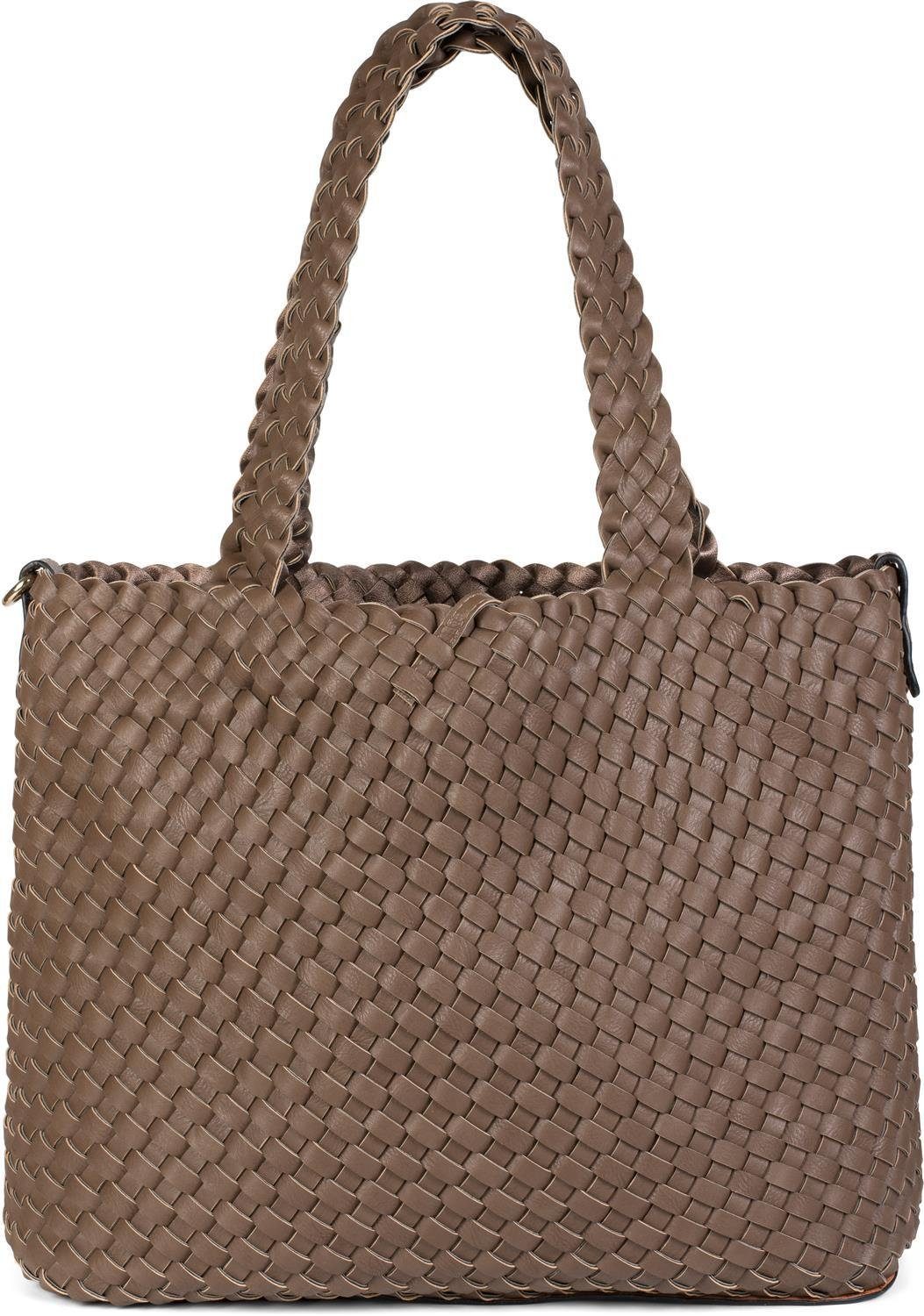 styleBREAKER Schultertasche Große XXL Wendetasche geflochten (2-tlg)