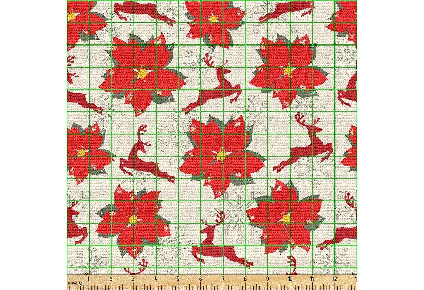 Thumbnail - Abakuhaus Stoff Schön Gewebten Stoff für Polster und Wohnaccessoires, Weihnachten Poinsettia-Ren