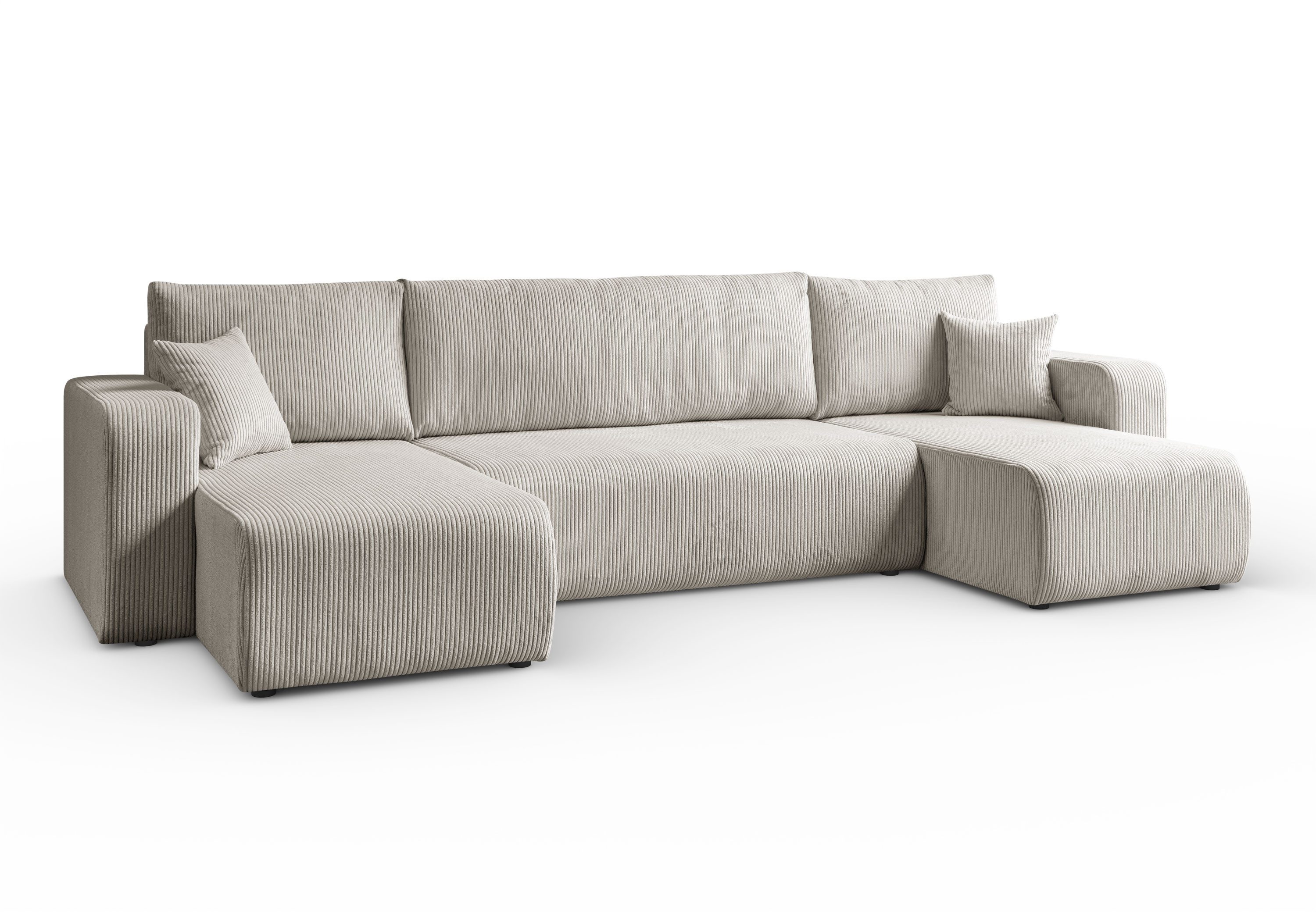 Lookway Big-Sofa PRESTIGE U-Form Couch, Cord-Stoff, mit Bettfunktion und Bettkasten