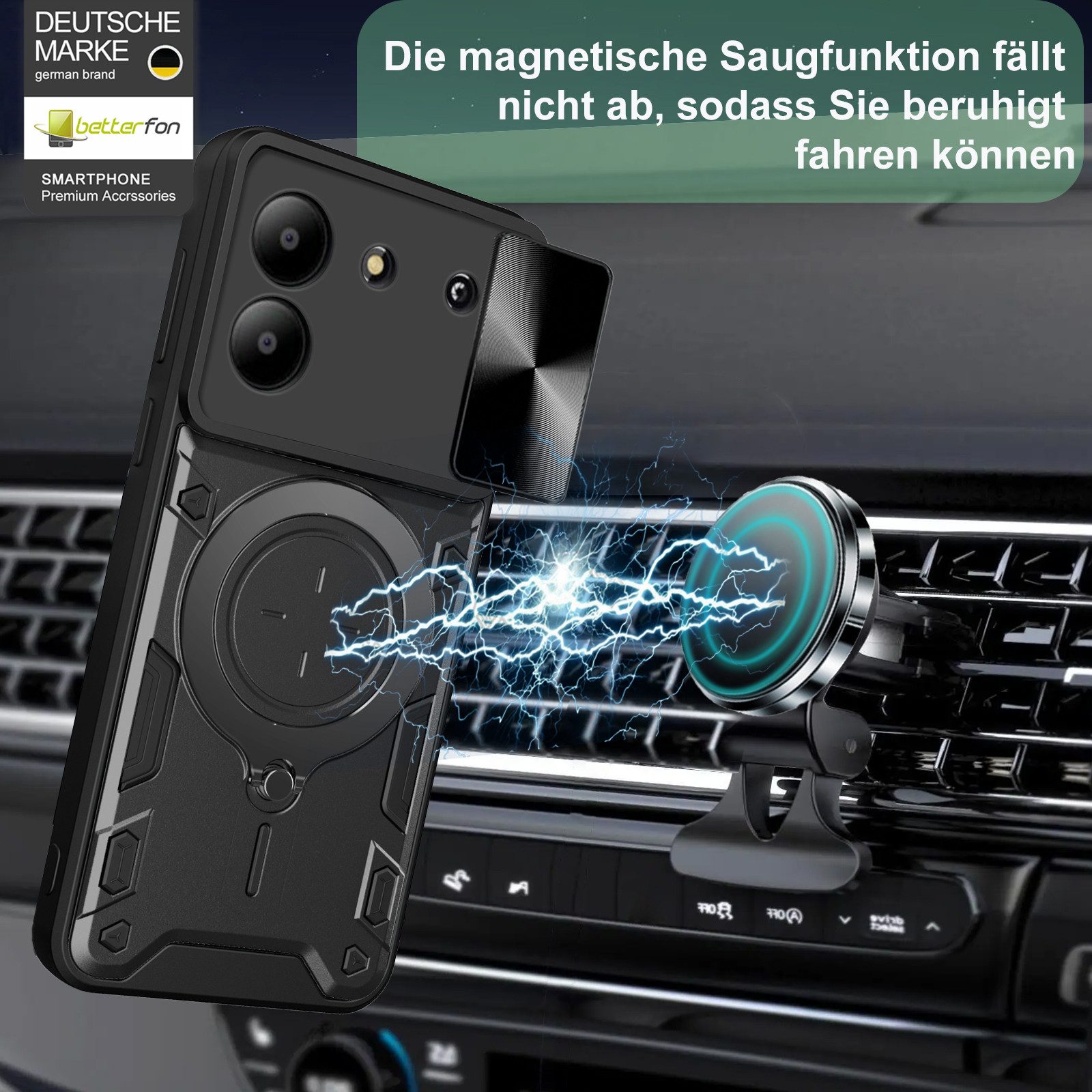 betterfon Handyhülle für ZTE Blade Hülle mit Slide Kameraschutz Ringhalter Bumper Case, Outdoorhülle mit Ringhalter Smartstand und Silikonkern