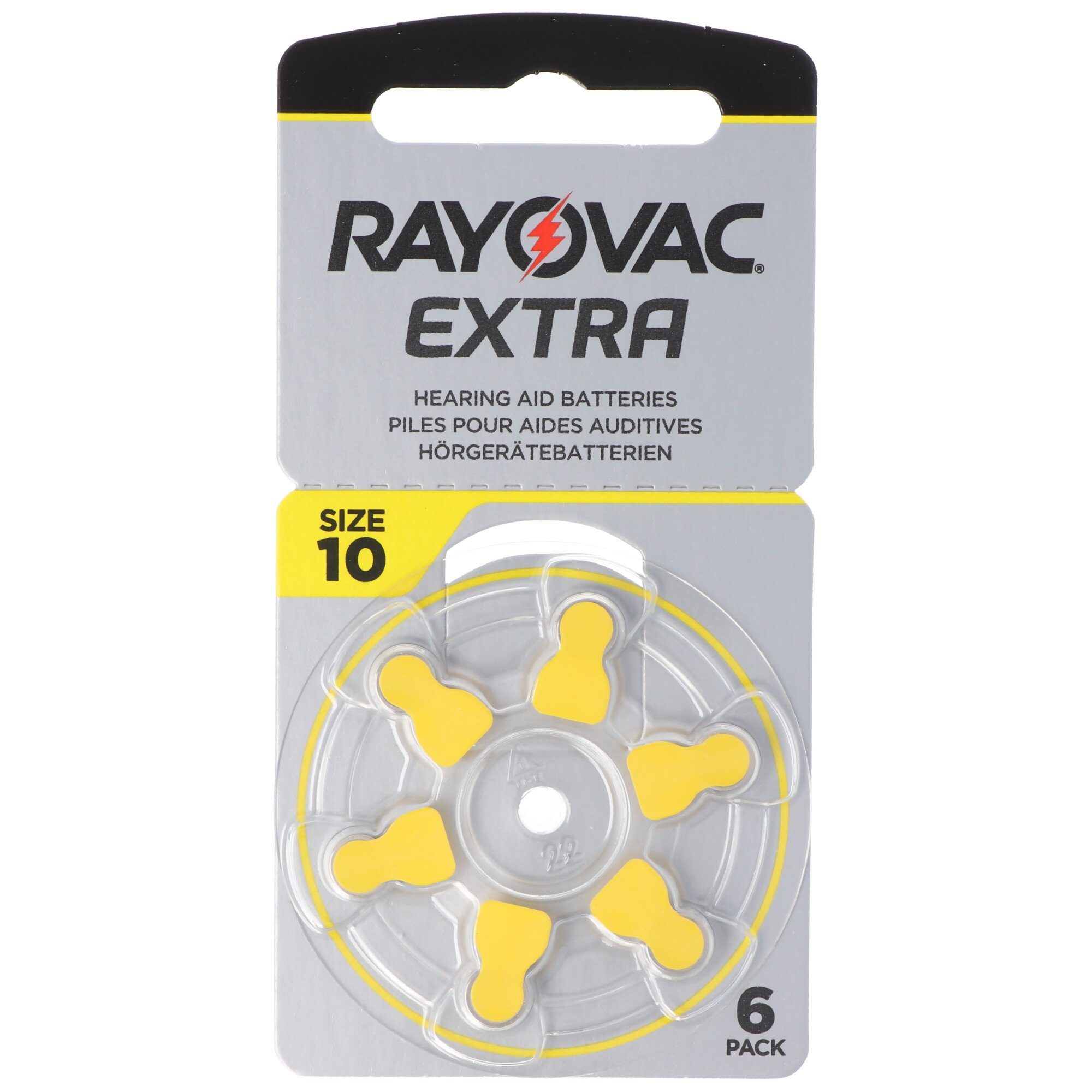 RAYOVAC Rayovac Hörgerätebatterie H10MF Nr. 10 PR70 Extra Advanced, 105mAh 6 Batterie, (1,4 V)