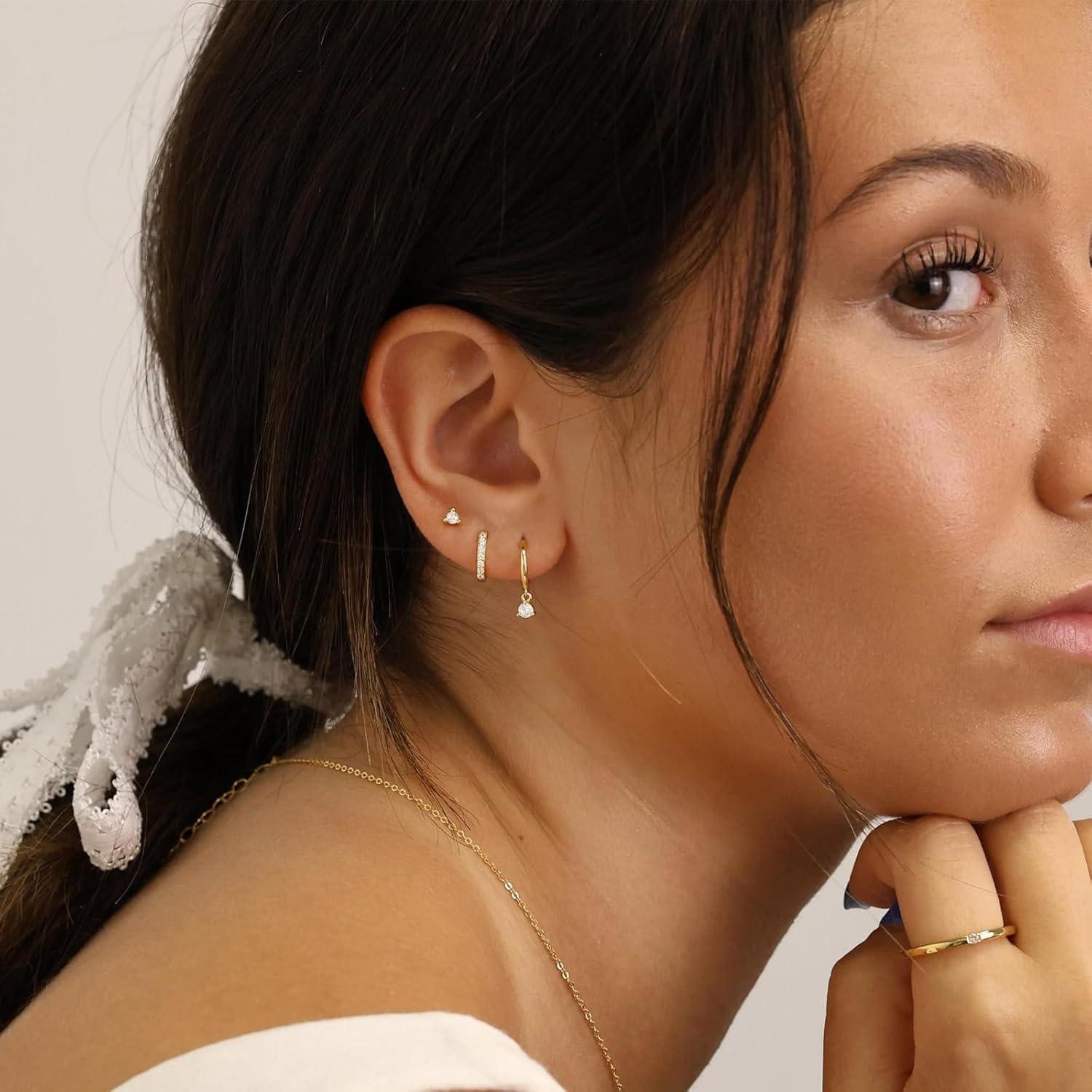 LuxusKollektion Ohrring und Ketten Set Ohrringe Silber 925 Set Damen 14K Ve günstig online kaufen