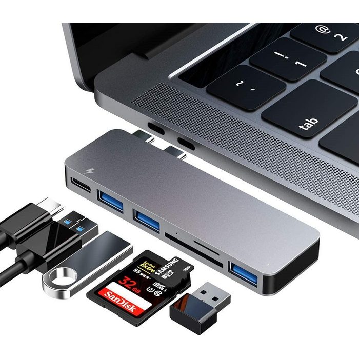 Devenirriche USB C Hub Adapter für MacBook Pro/Air 2020 2019 2018 6 in 1 USB-C USB-Adapter