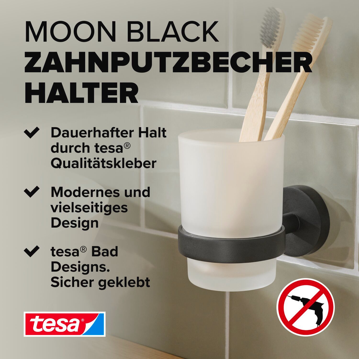 tesa Zahnputzbecher MOON Zahnputzbecherhalter ohne Bohren günstig online kaufen