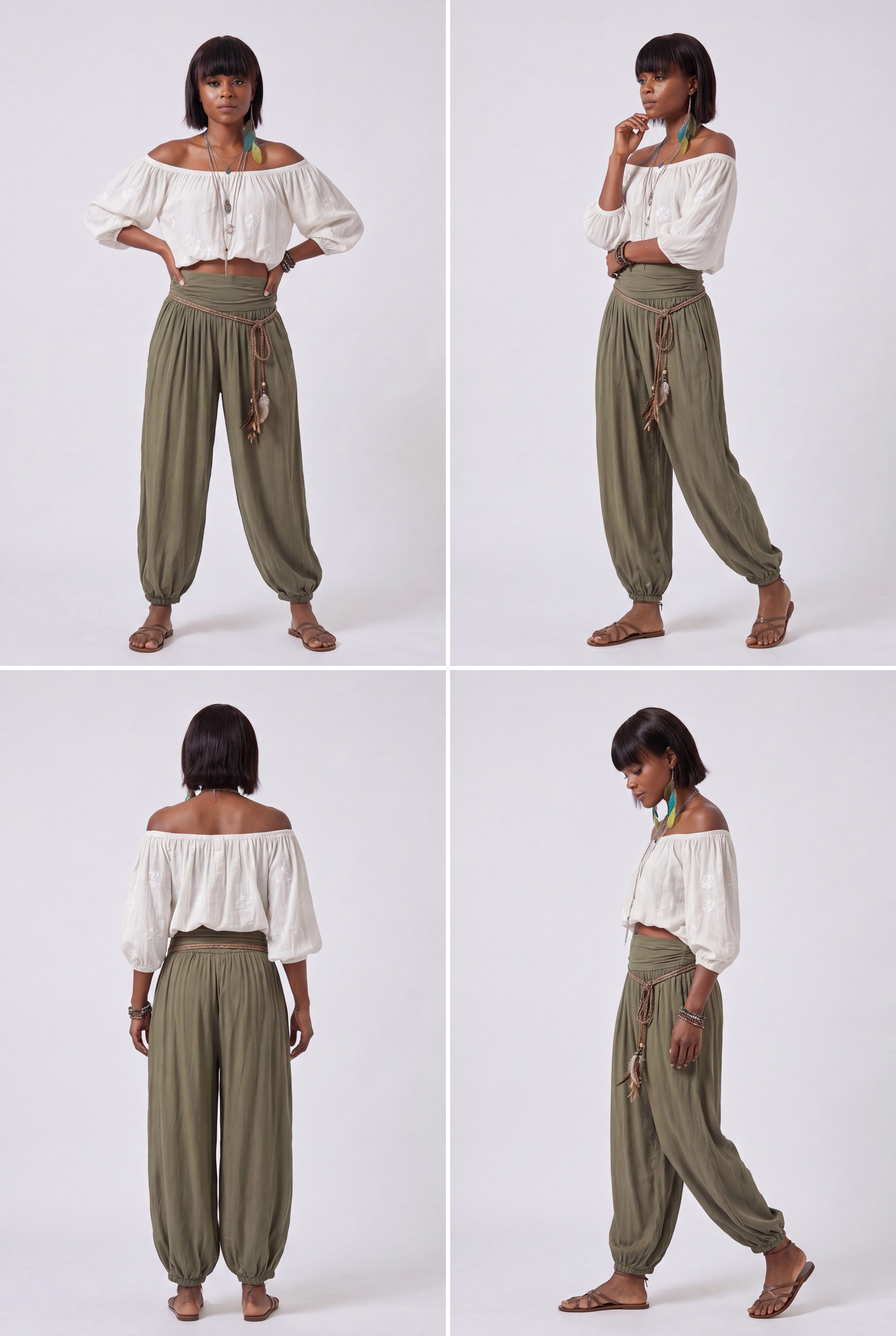 YC Fashion & Style Haremshose Damen Strandhose im Harem-Stil, Luftige Sommerhose aus 100 % Viskose in Unifarbe