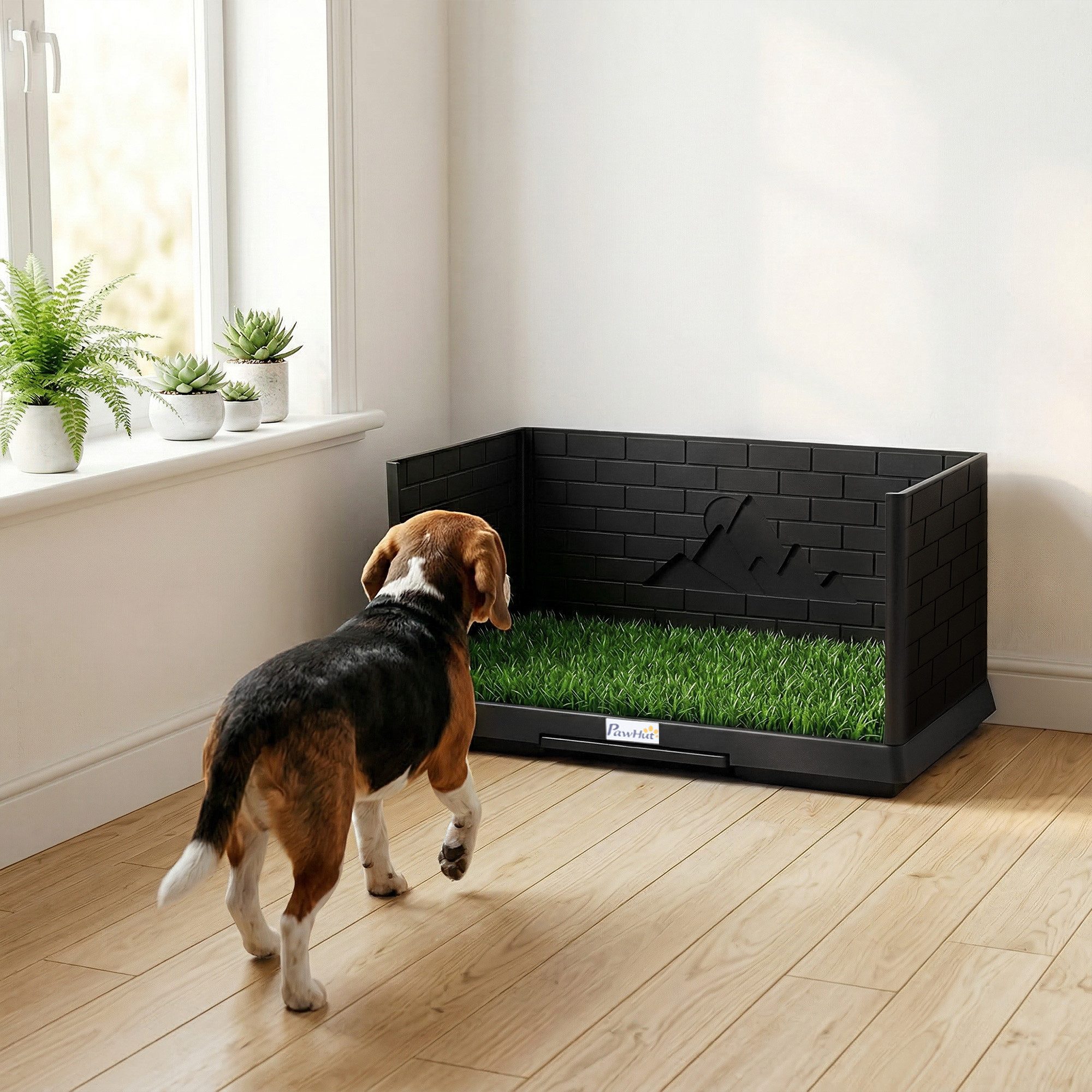 PawHut Hundetoilette Hundeklo mit Kunstrasen Welpentoilette mit hohen Wänden, für Welpen und Hunde für Balkon Zuhause Wohnung