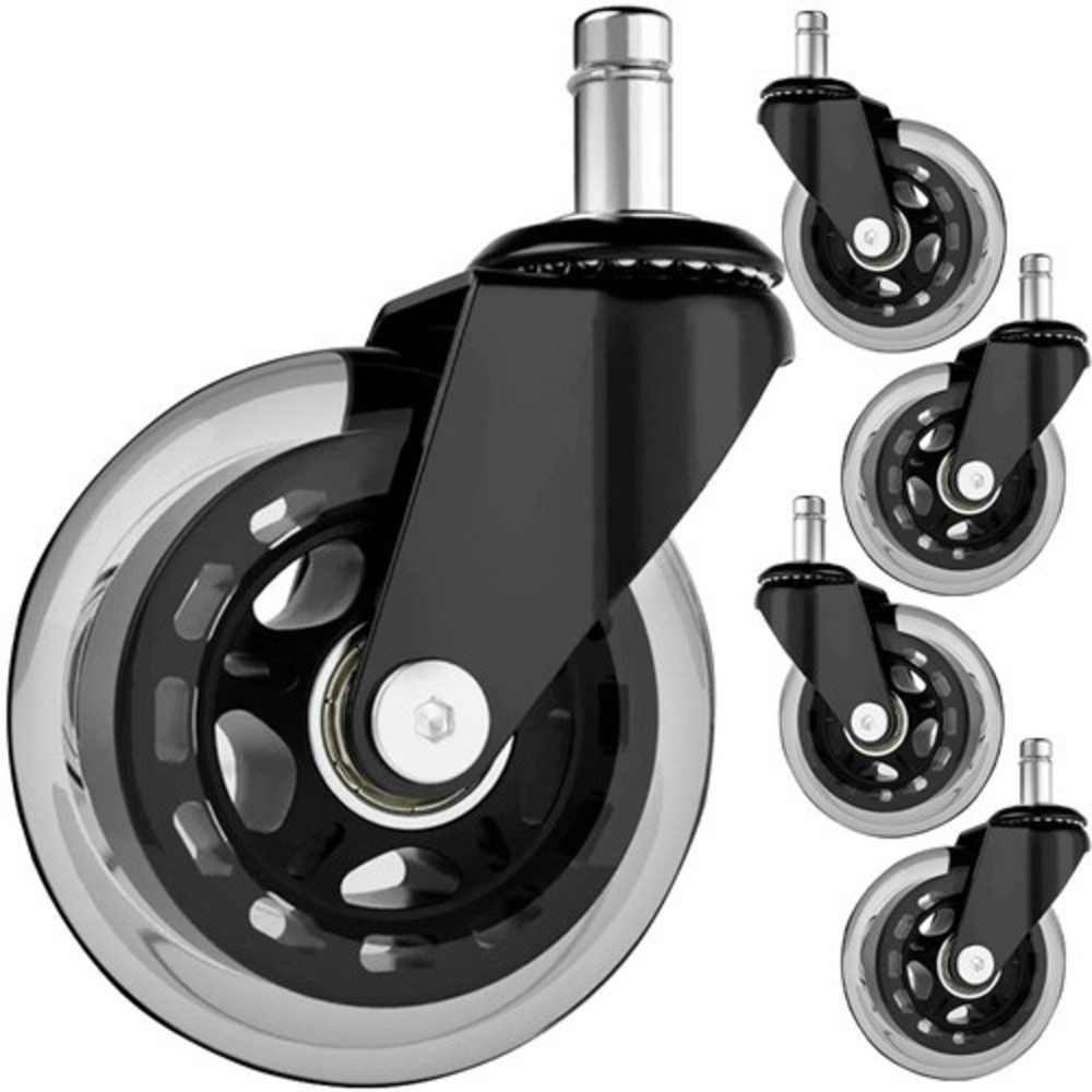 MALATEC Stuhlrolle Rollen für Bürostuhl, (Spar-Set, 5-St., 11-mm-Achse), Ersatzräder Büro-, Gaming-, Dreh- oder Kinderstuhl