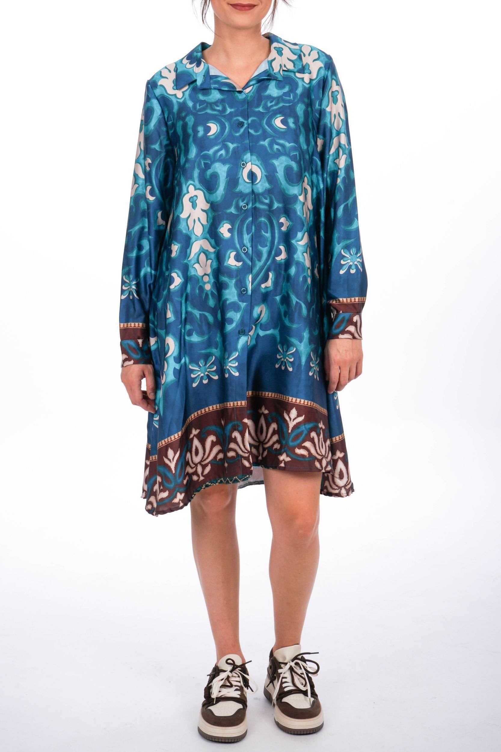 La Strada Minikleid aus Satin PETROL | Gemusterte Kleider