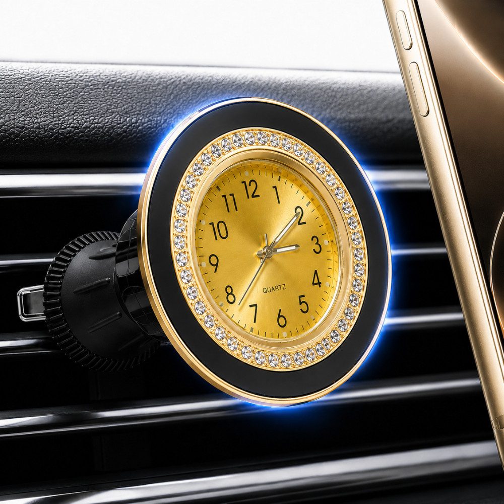 NEXGEN LUXUS HANDY-ZUBEHÖR Smartphone-Halterung Handyhalterung Auto Magnet KFZ Smartphone Halterung mit Uhr NEU, (Deutsche Marke, N52 Magnetkraft, Extra stabiler Halt)