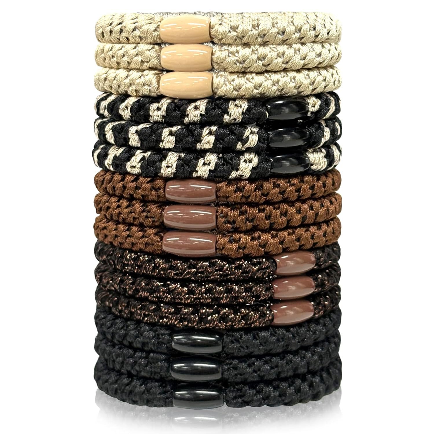 AFKSMILE Haargummi 15 Stück Haargummis Damen,Ohne Metall Geflochtener,Elastisch Hair Ties, Keine Pull oder Beschädigung Pferdeschwanz Halter, Haarbänder
