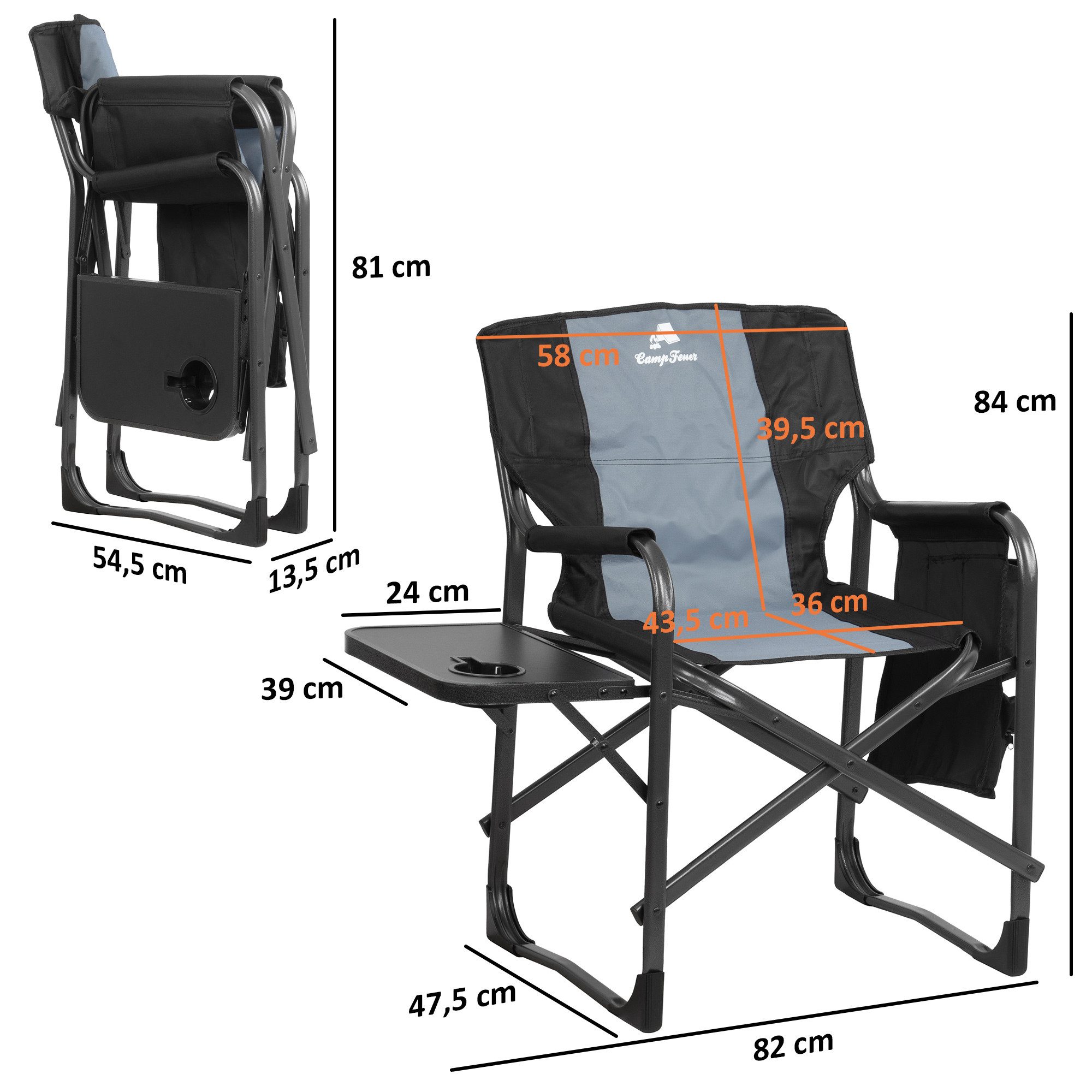 CampFeuer Faltstuhl Campingstuhl Faltbar, Grau, Anglerstuhl günstig online kaufen