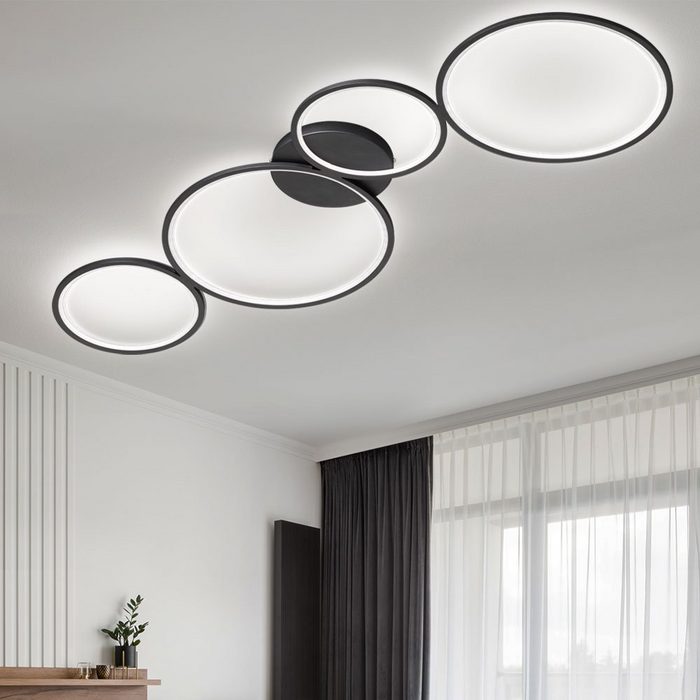 etc-shop LED Deckenleuchte LED-Leuchtmittel fest verbaut Warmweiß LED Decken Lampe Wohn Ess Zimmer Beleuchtung Ringe